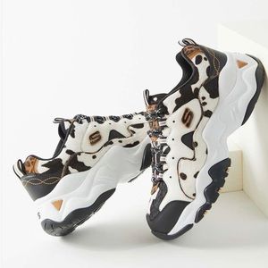 RARE Women's Skechers Uo Exclusive D-lites 3 Cow Print Sneaker Size 8.5